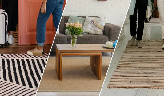 rugs placed in high traffic areas of home like entry way, living room and hall way