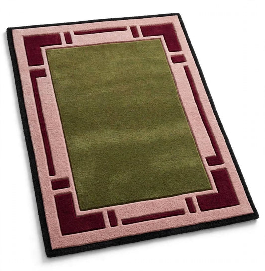 Field Green Hand Tufted Indian Wool Rug