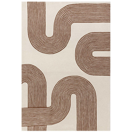 luxurious Amity wool rug with beige and brown stripe
