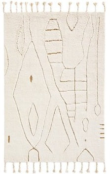 Beige Hand Knotted Wool Rug