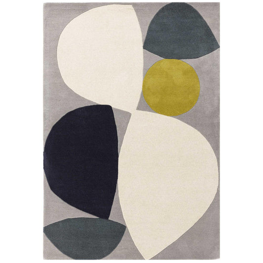 Como grey hand tufted wool & silk rug