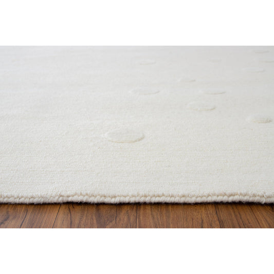 Cozy hand-knotted wool rug, showing the pile height