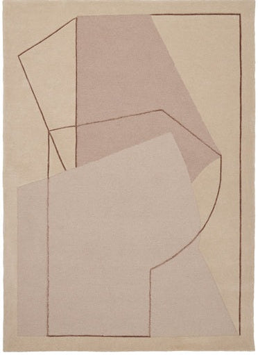 Forida Abstract Hand Tufted Wool Rug in Beige