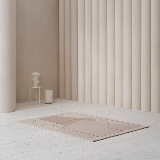 Living Room with Forida Abstract Hand Tufted Wool Rug