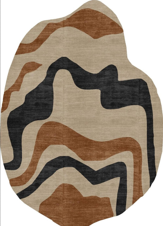 Kamenz shaped wool rug for modern living room