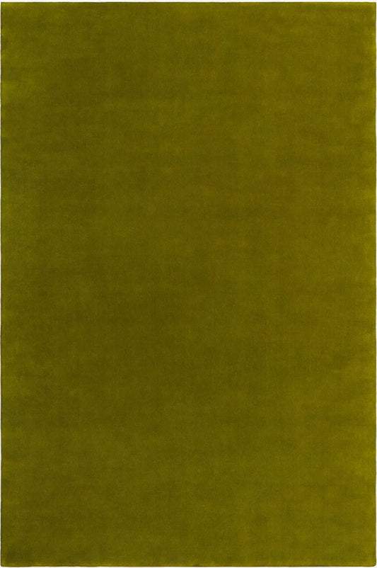 Solid green color hand tufted wool rug