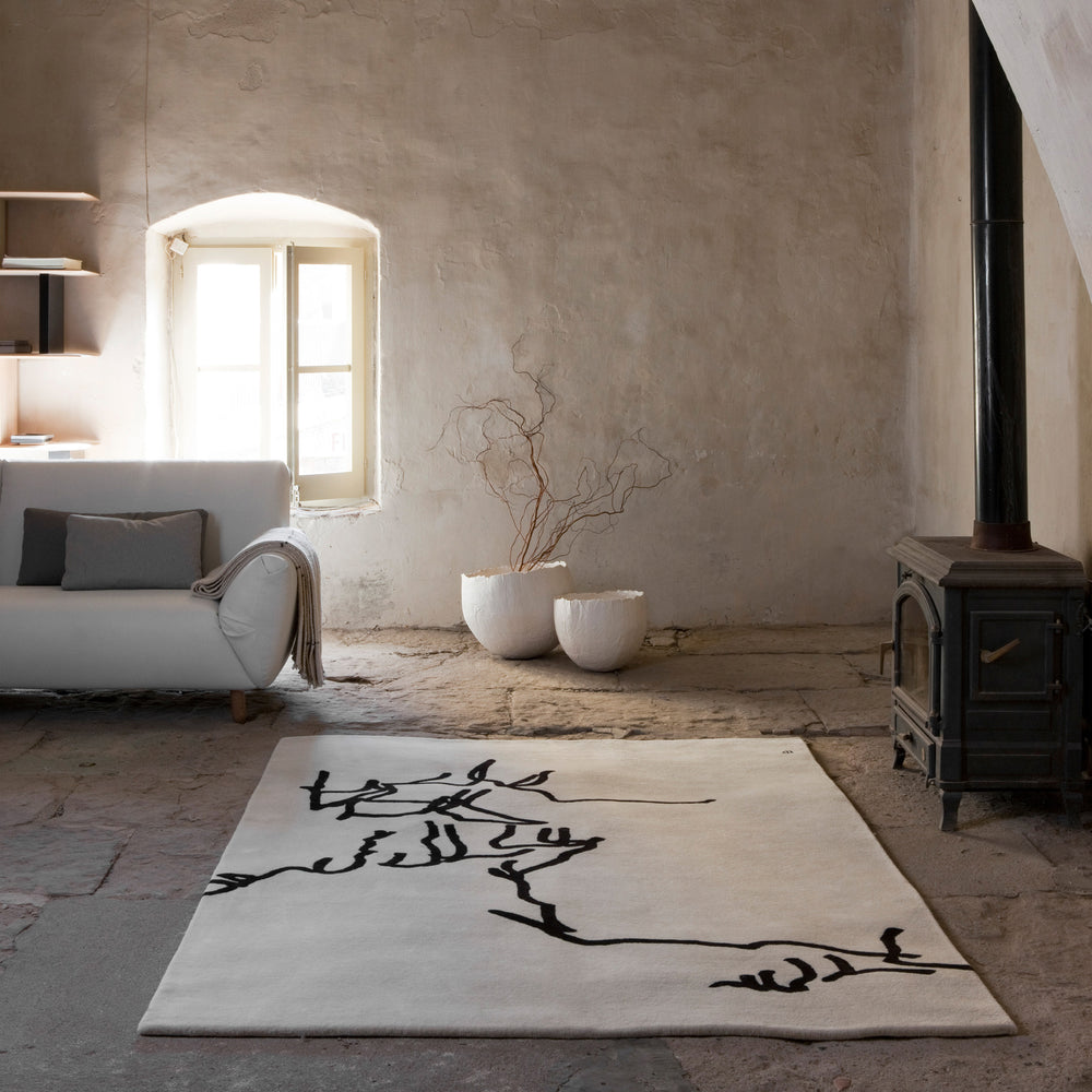 Linoeum beige hand tufted wool rug for living room