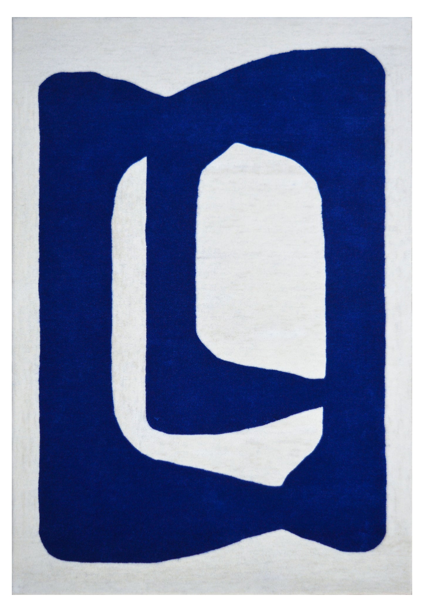 Lattice blue hand tufted wool rug