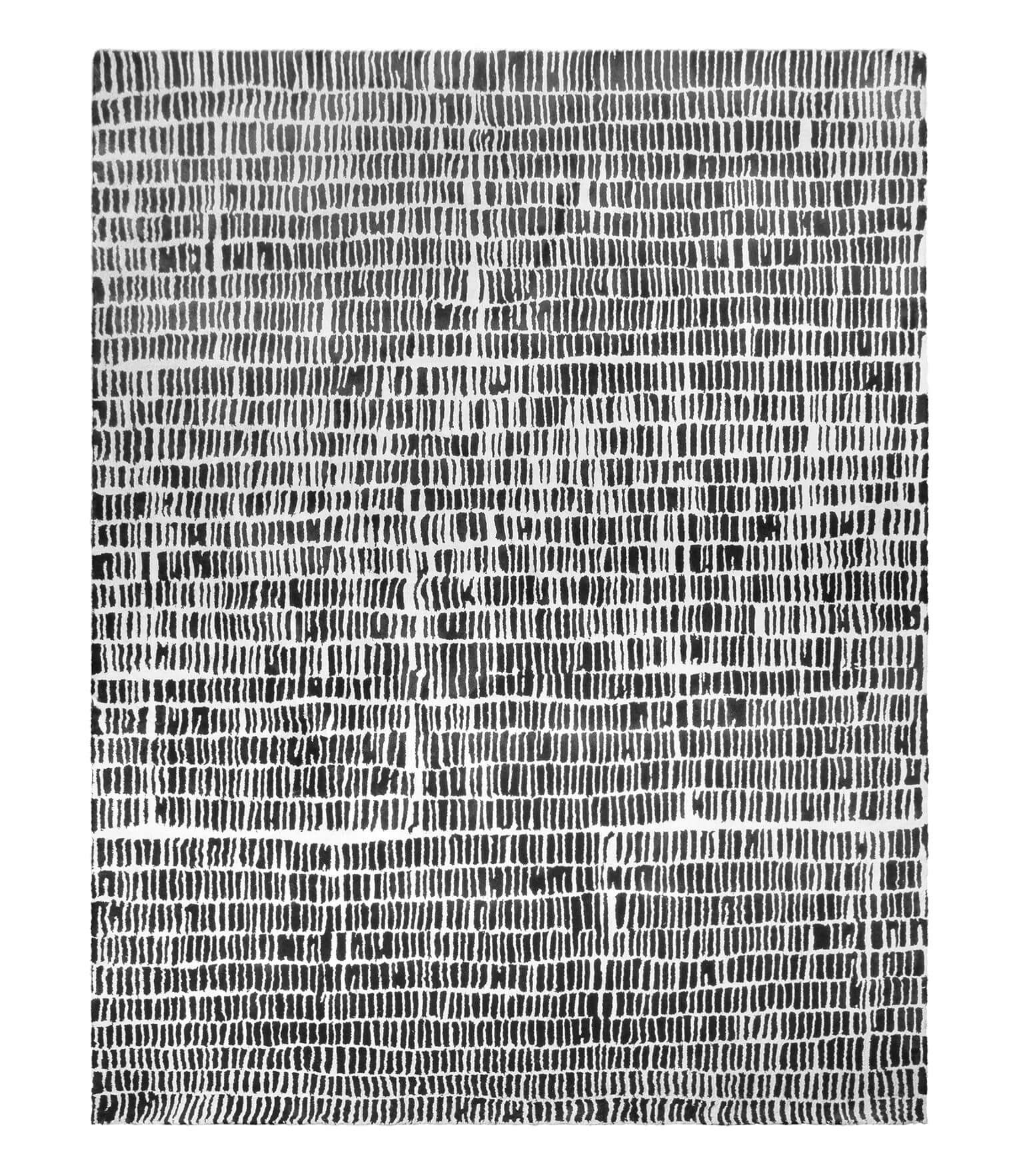 Losi Black and White Hand Tufted Pure Silk Rug