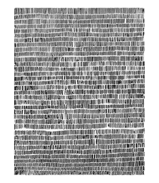 Losi Black and White Hand Tufted Pure Silk Rug