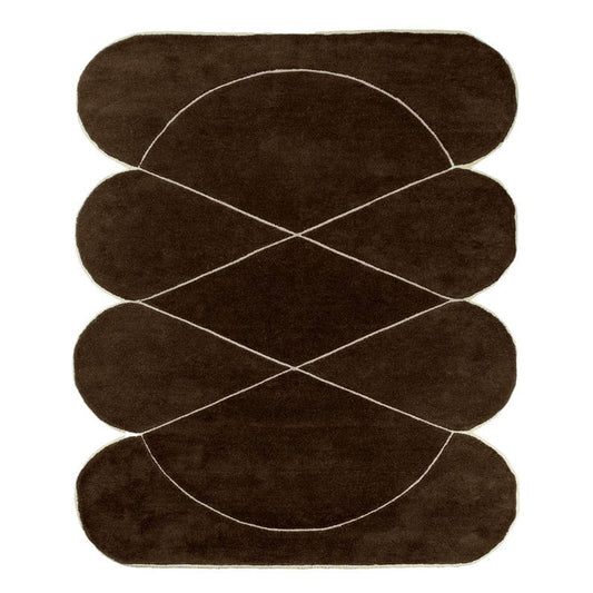 Mezon shaped modern living area wool rug