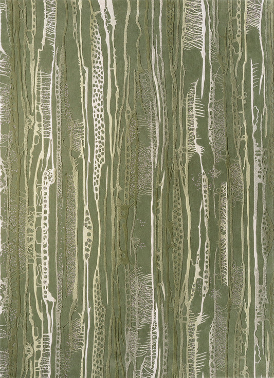 Masai green textured wool & silk rug