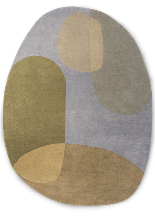 Ovel shaped hand tufted wool rug