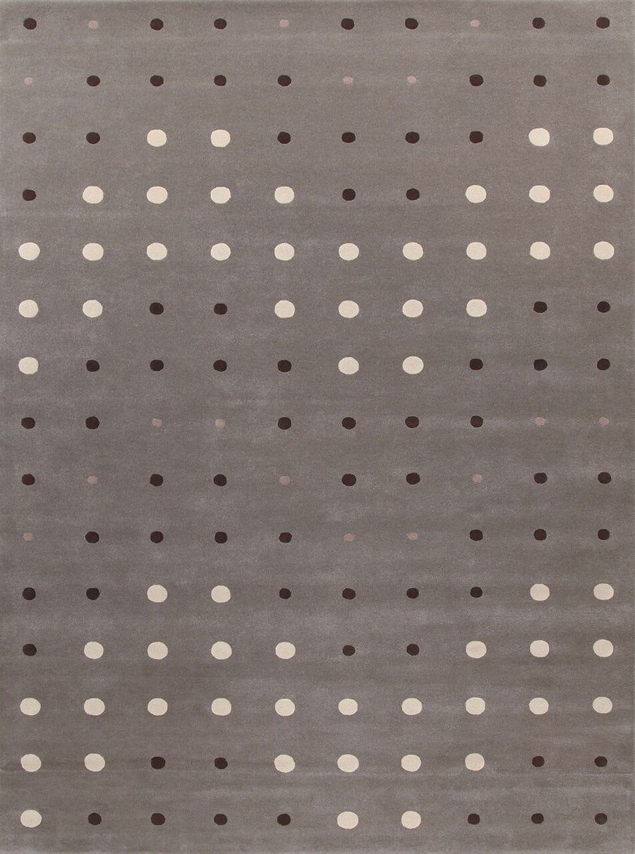 Modern Polka Dot Hand Tufted Wool Rug in Grey