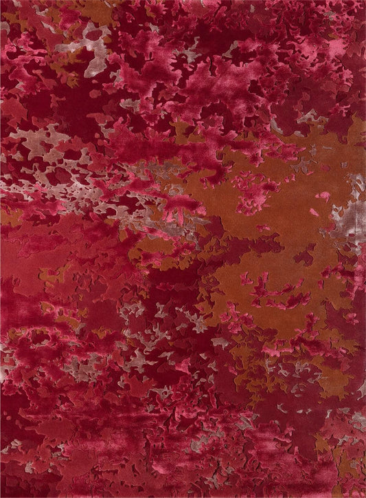 Premium red cherish hand tufted wool & silk rug