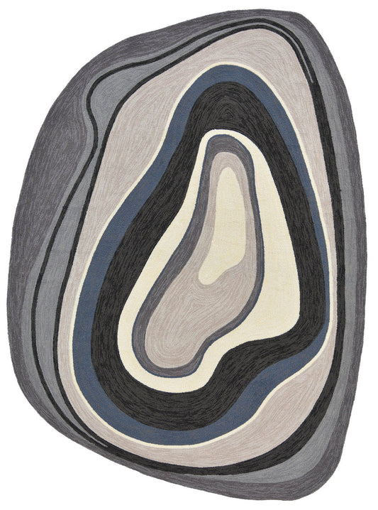 modern Salavia shaped hand tufted wool rug