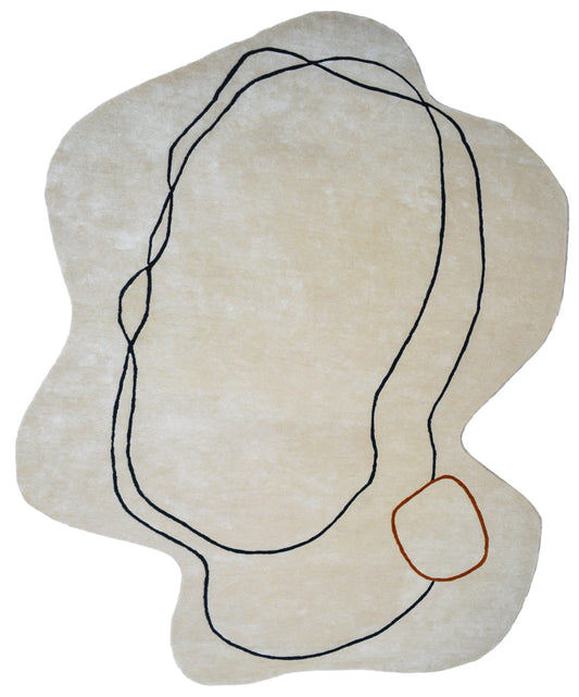 Scollepd shaped modern wool & silk rug