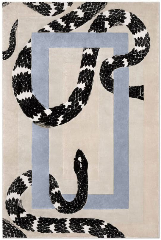 Snake design wool rug for living room
