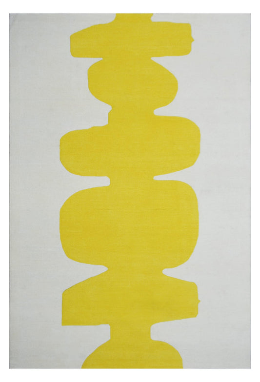 Terracotta yellow and grey wool area carpet