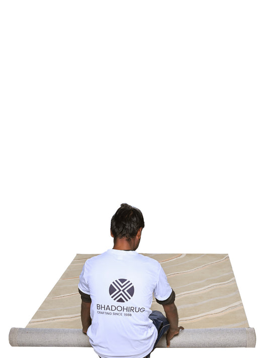 Ochre Line Hand Tufted Wool Rug