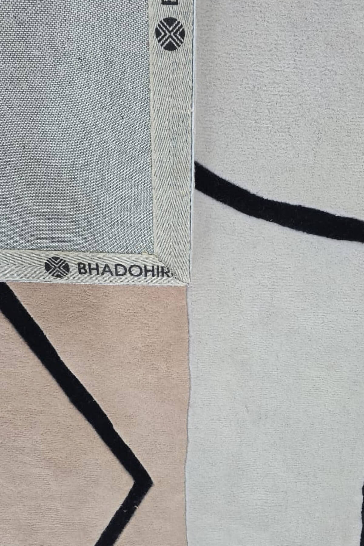 Close-up of a bhadohirug's hand tufted rug