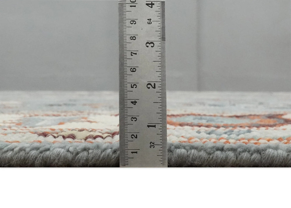 showing thickness of traditional rug