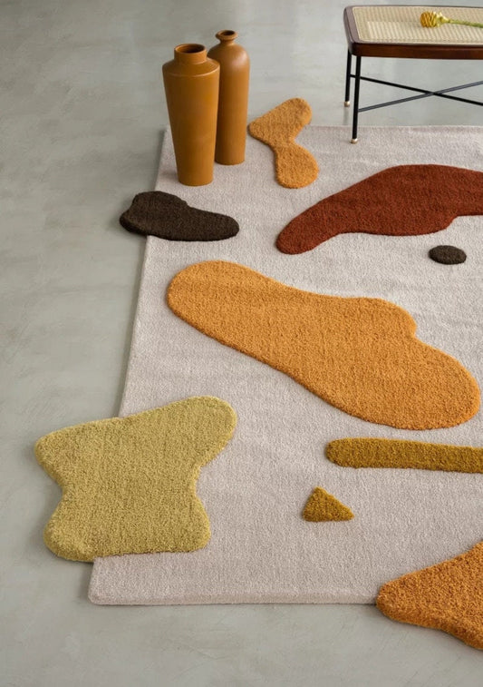 close-up view of hand tufted wool rug
