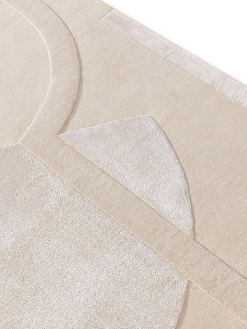 close-up view of hand-tufted wool and silk rug