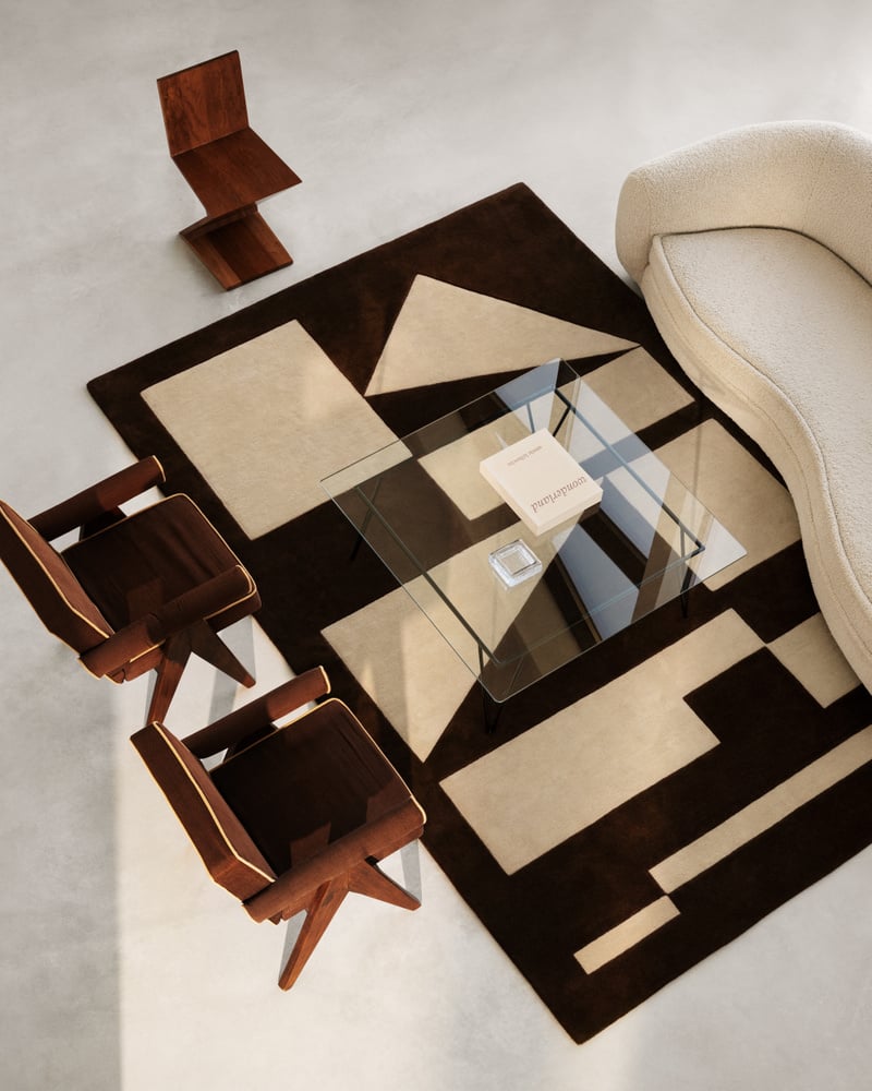 frings hand tufted premium wool rug in living room