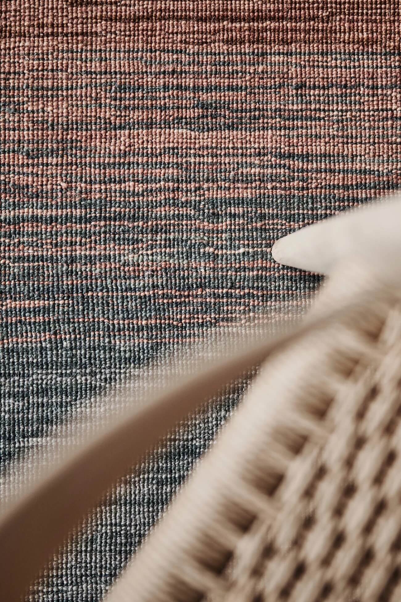 Close-up of hand woven wool rug