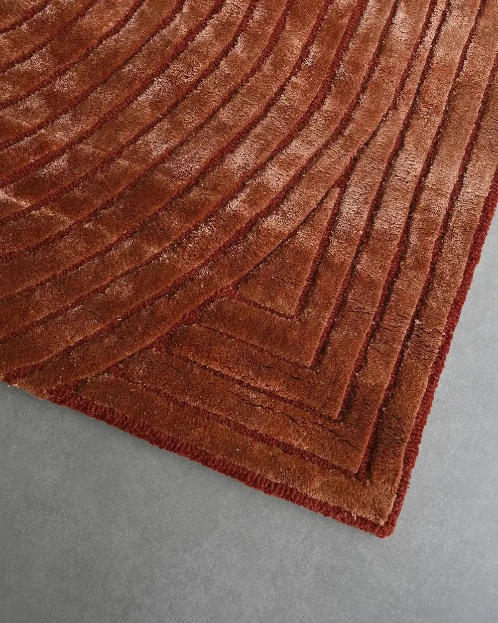 Brown textured hand tufted rug