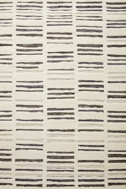 lined modern hand knotted rug