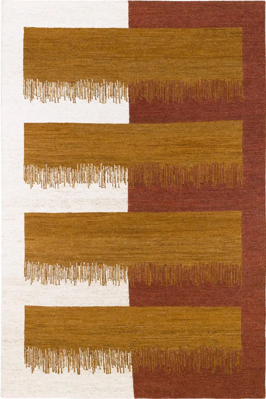 hand knotted jute rug in brown and beige