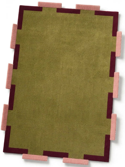 green hand tufted area rug made with indian wool
