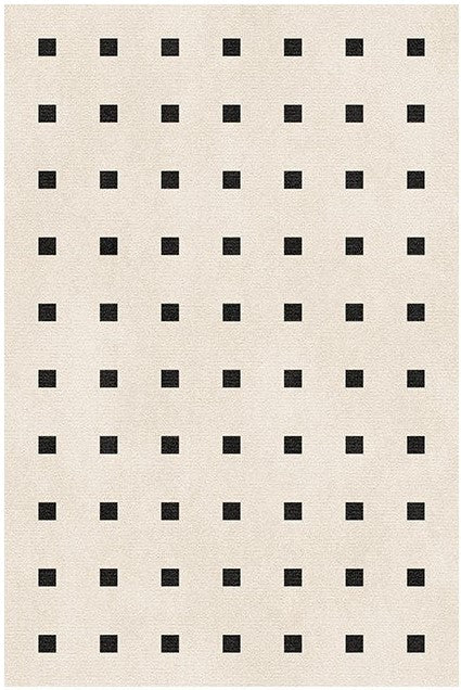 modern wool & silk beige rug with black square pattern