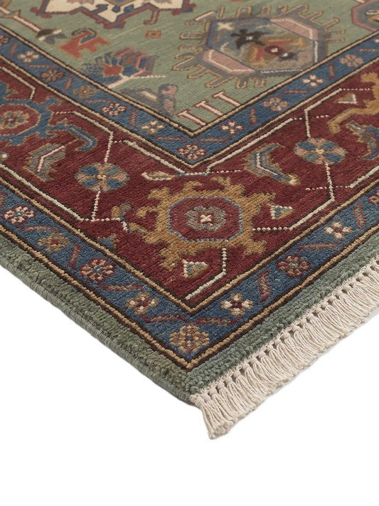 knotted wool rug corner close up