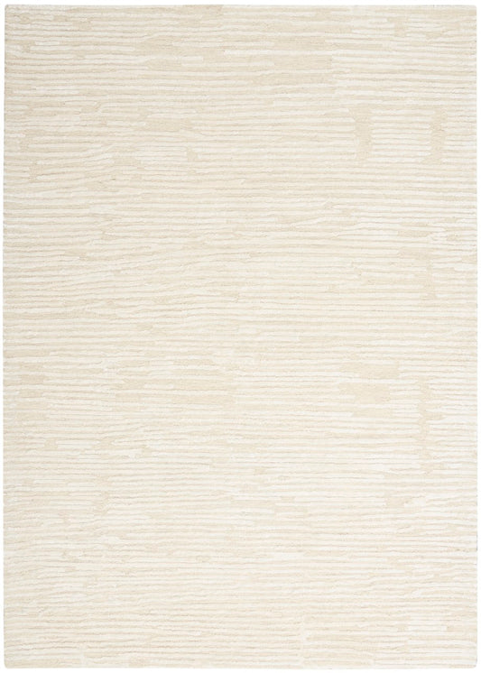 premium wool & silk rug with off-white lines