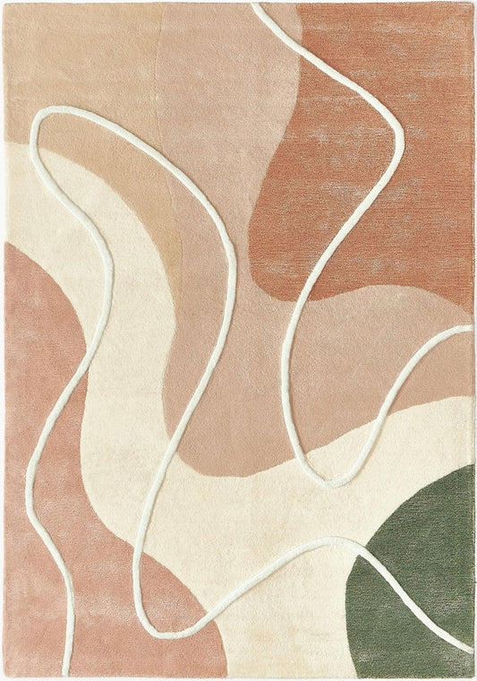 Homy multi colour hand tufted wool rug for living room, modern design