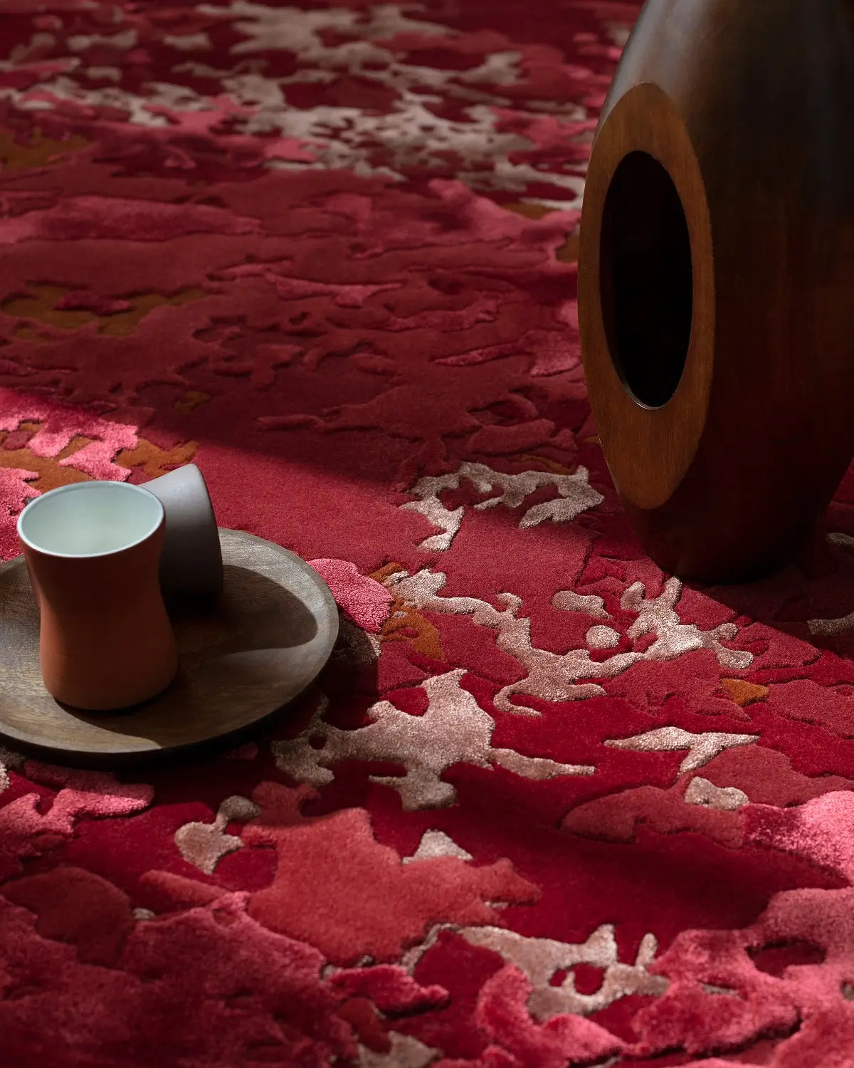 close view of Premium red cherish wool & silk rug