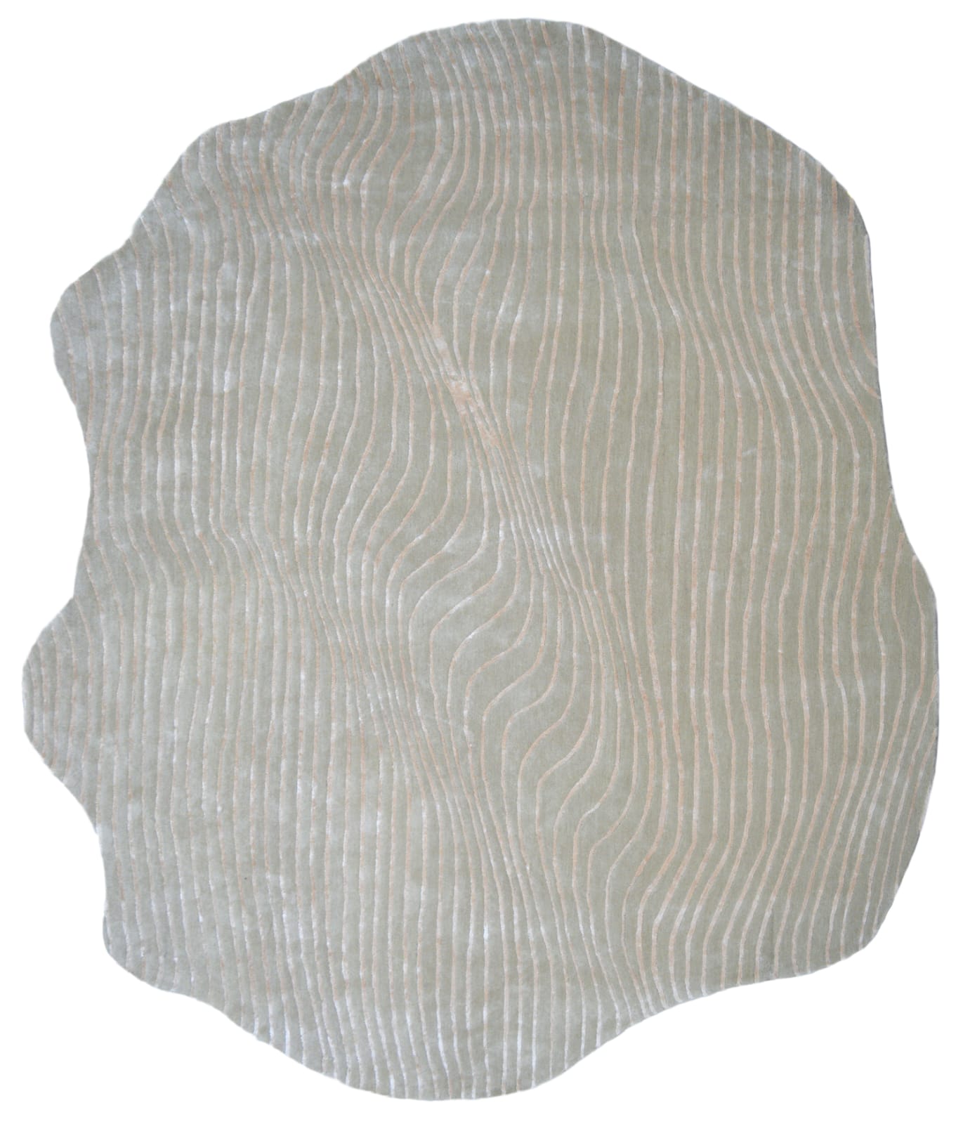 Shaped hand-tufted grey wool rug for living room