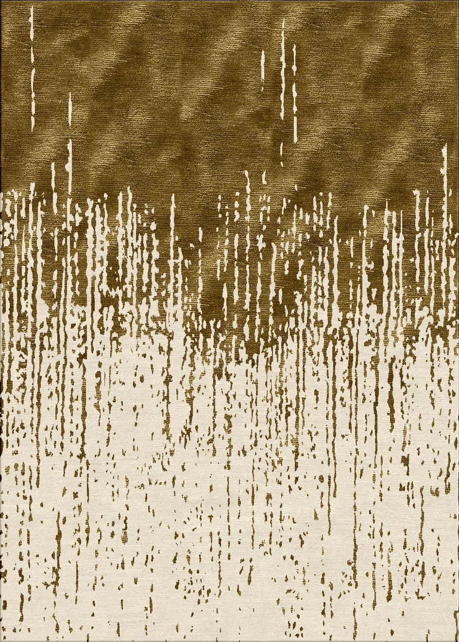 Gold abstract design hand tufted wool and silk rug