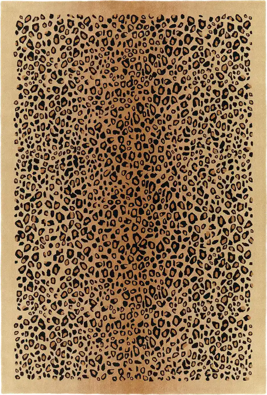 Hand tufted wool rug with leopard print pattern