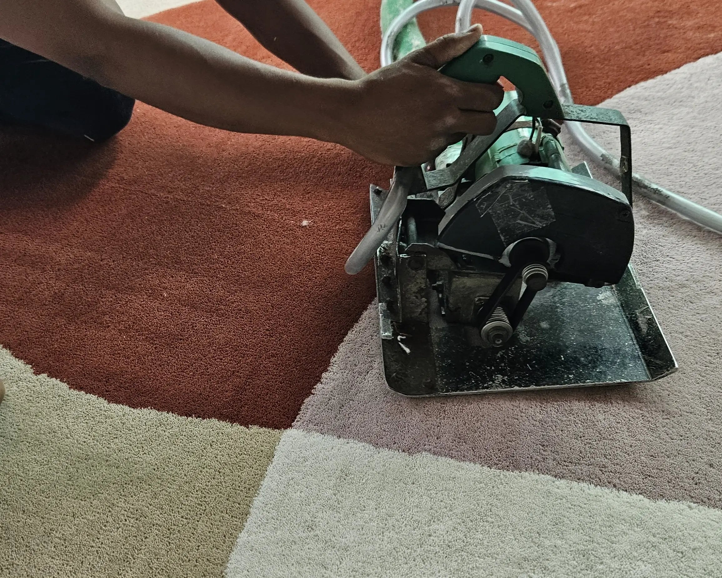 shearing the rug, rug making process