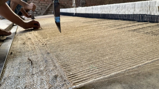 jute rug making on loom