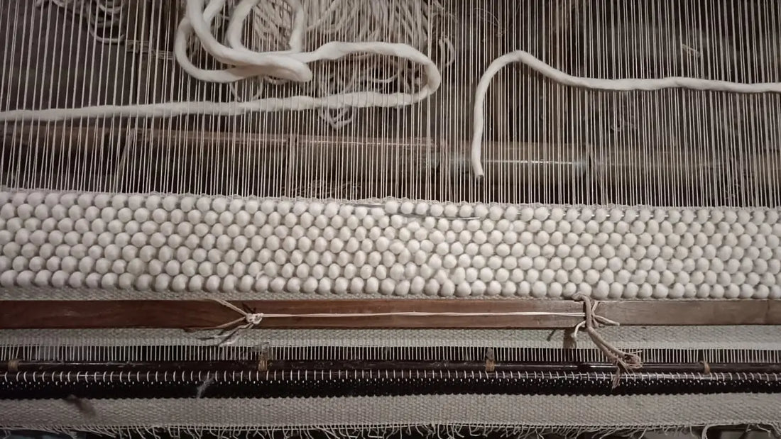merino wool rug manufacturing on loom