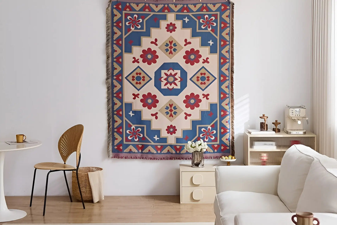 wall rug art in modern living room