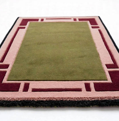 Field Green Hand Tufted Indian Wool Rug