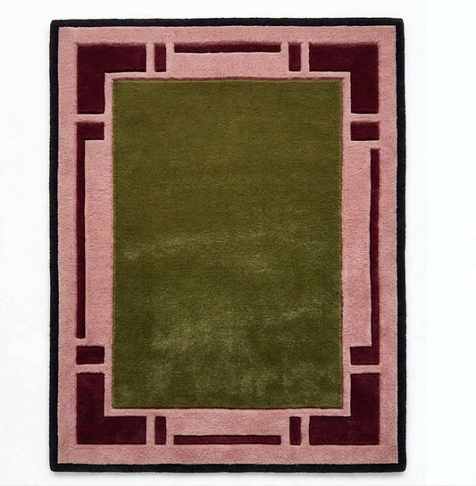 Field Green Hand Tufted Indian Wool Rug