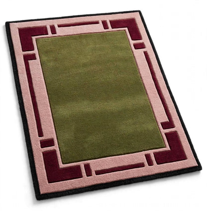 Field Green Hand Tufted Indian Wool Rug