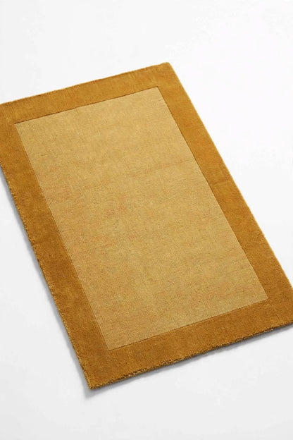 Yellow Border Hand Tufted Indian Wool Rug
